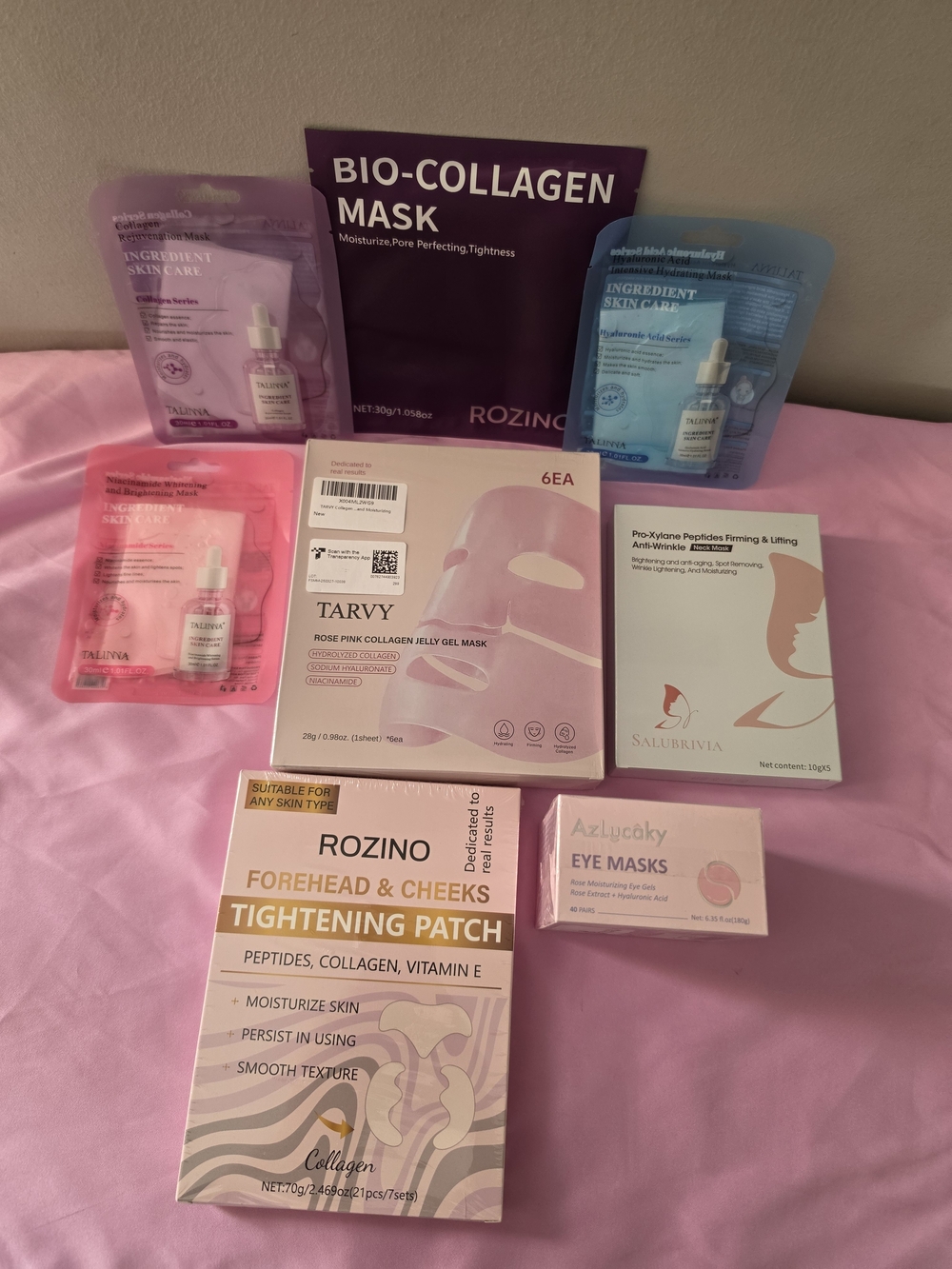 New Luxury 10-Piece Face & Eye Skincare Sheet Mask Bundle - Rozino, Tarvy NIB